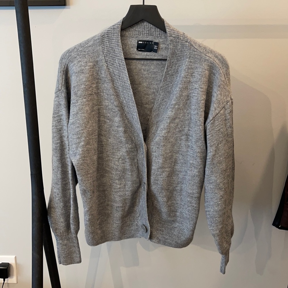 grey cardigan